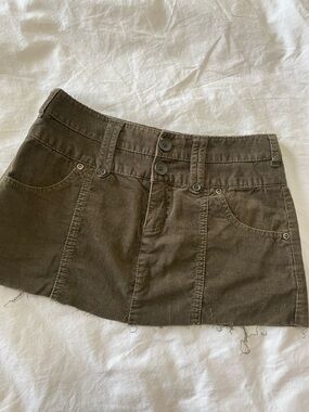 Low rise Green Corduroy Mini Skirt